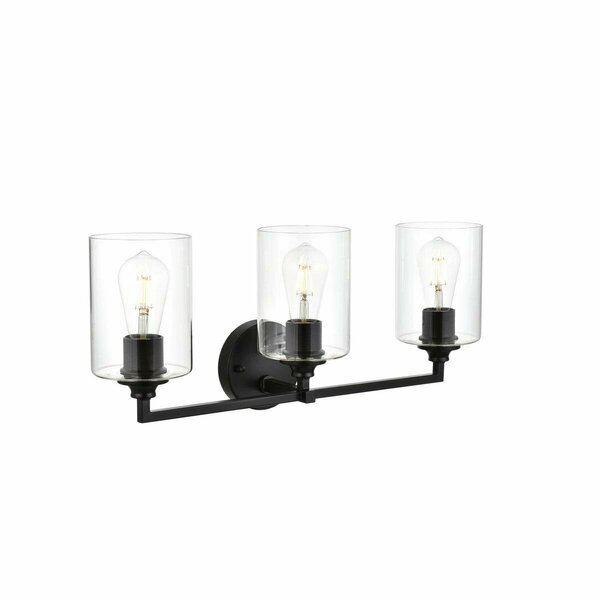 Cling 110 V Three Light Vanity Wall Lamp, Black CL3479708